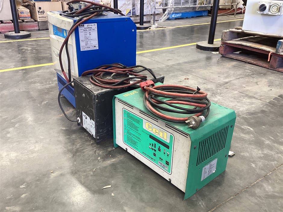 <p>Electric Forklift Battery Chargers x3</p>