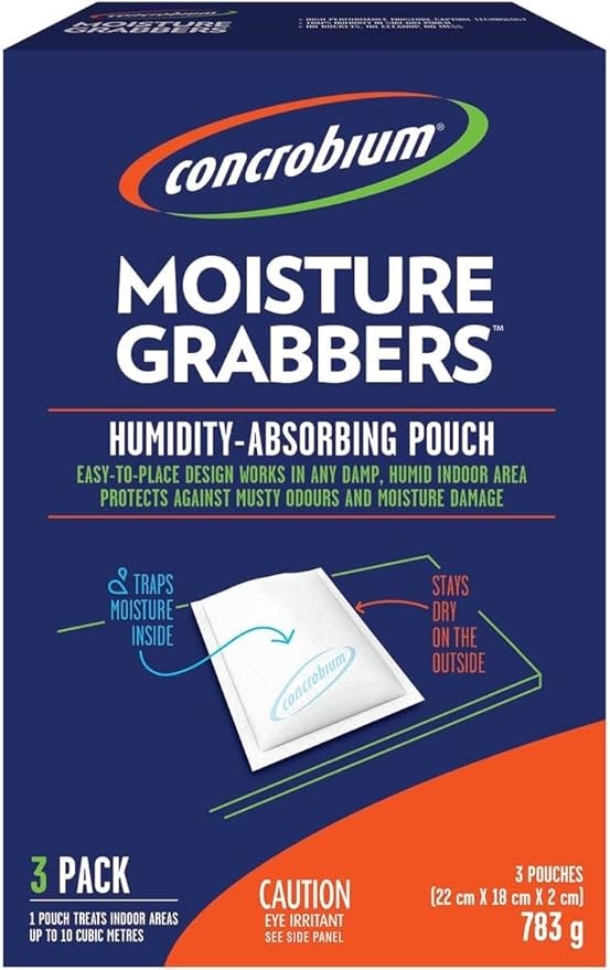 Concrobium Moisture Grabbers Humidity Absorbing Pouches - 3 Pack | Moisture