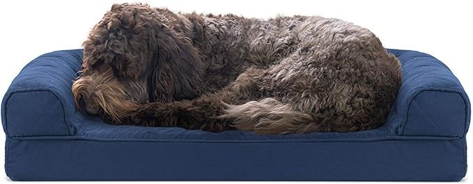 Furhaven Pet Dog Bed | Cooling Gel Memory Foam Orthopedic Quilted Sofa-Styl