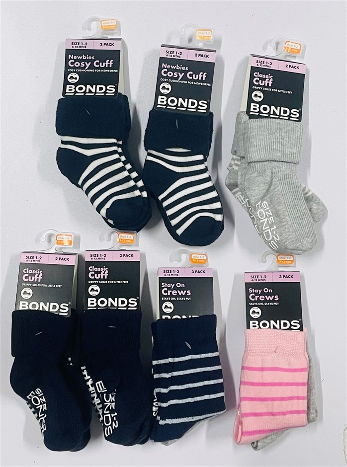 Bonds Childrens Socks,Assorted sizes, 54 pairs in total RRP $260