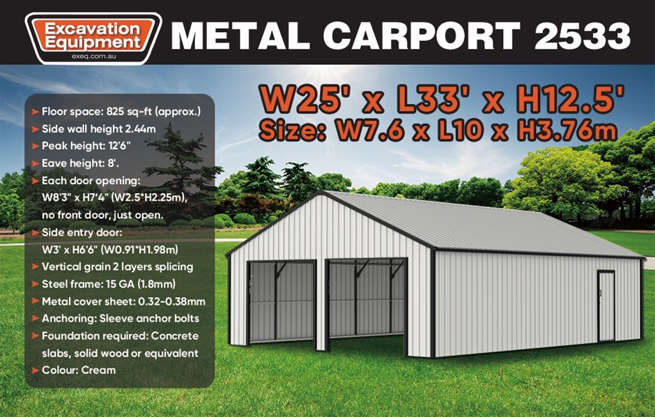 25ft x 33ft Garage / Carport (Unused)
