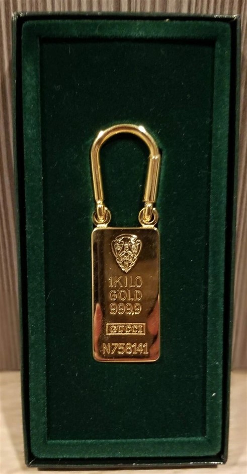 Gucci "1 Kilo" Gold Plated Brass Key Chain from 1980's--Very Rare