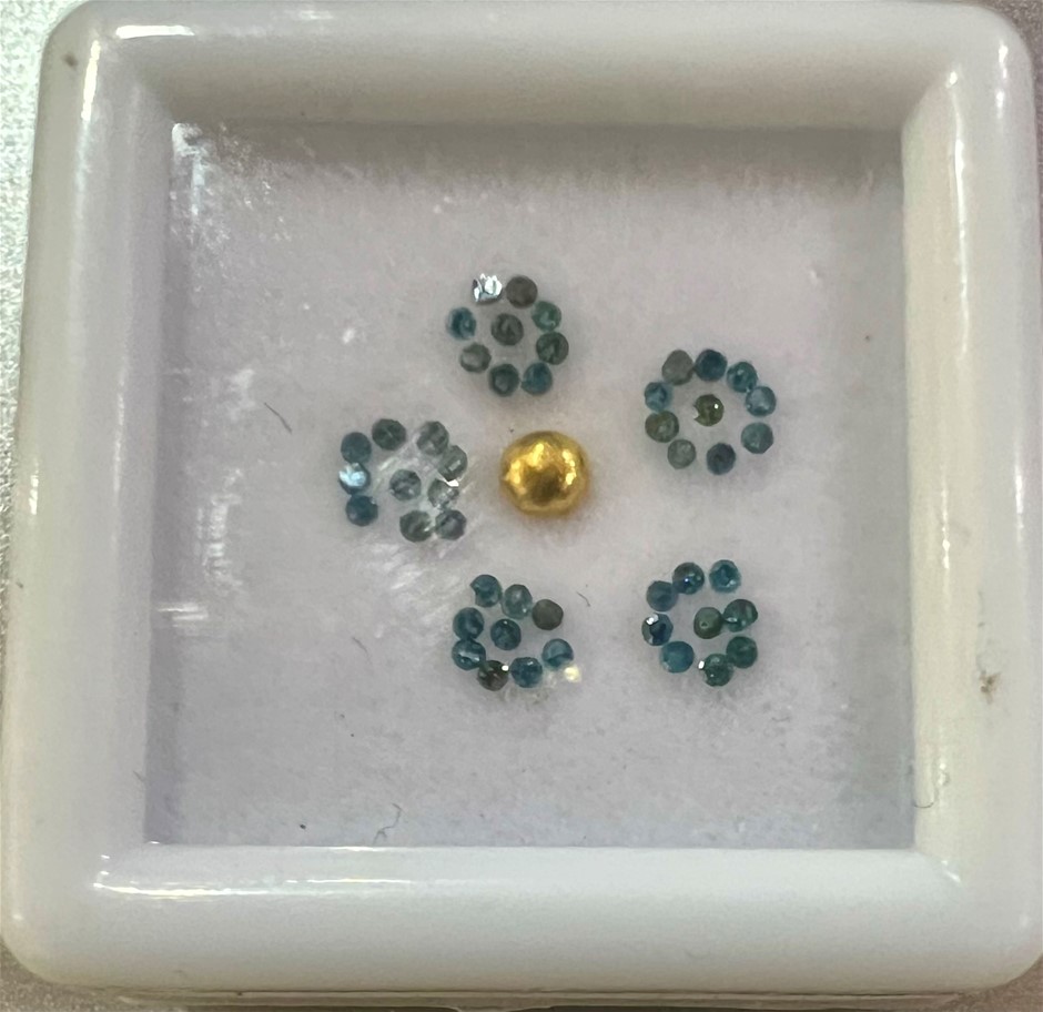0.21 TCW Blue diamond various plus 0.13 Gram Gold