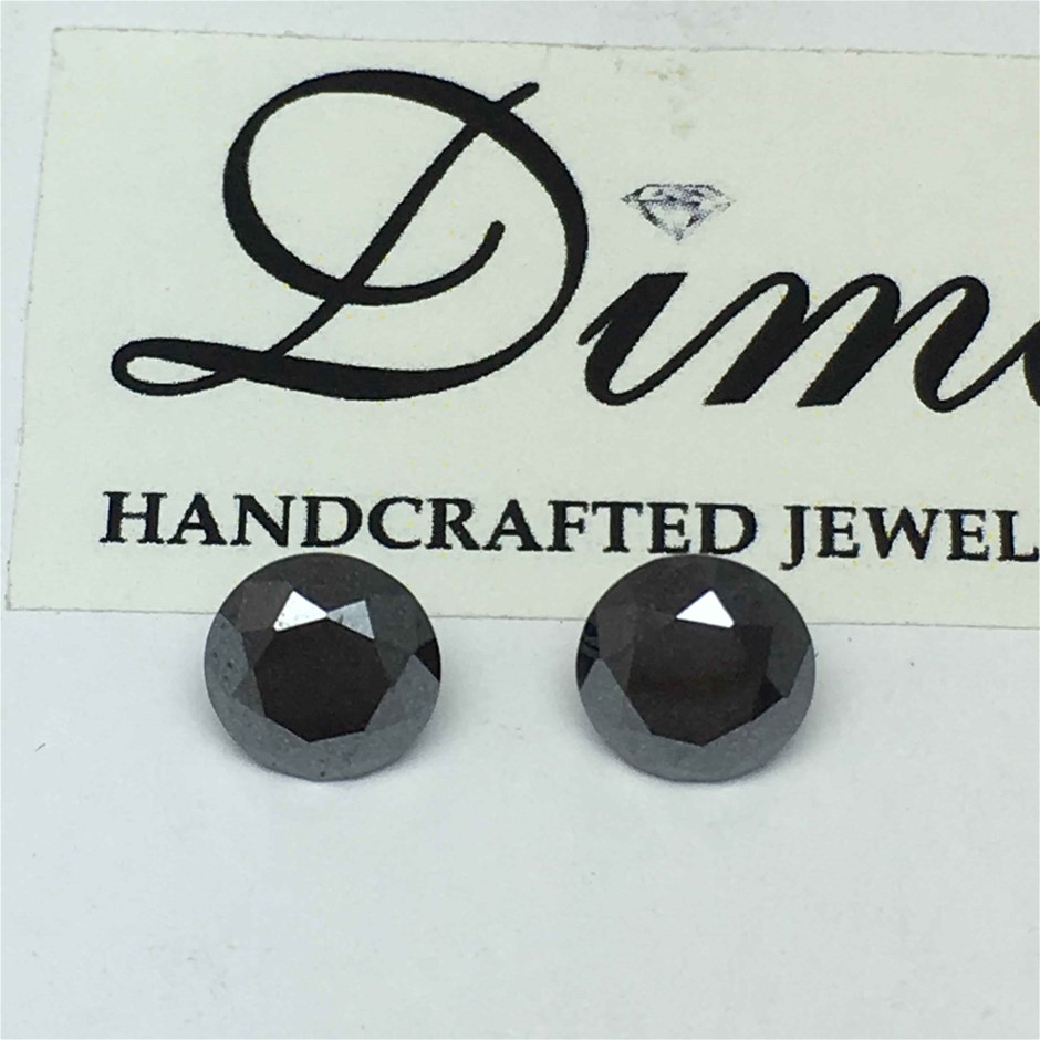 Two Stones Black Moissanite Round 4.04ct