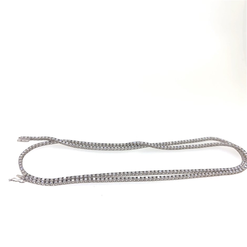 10.75ct 270 round brilliant cut Stones Dia. G/VS-SI Tennis Necklace 18K