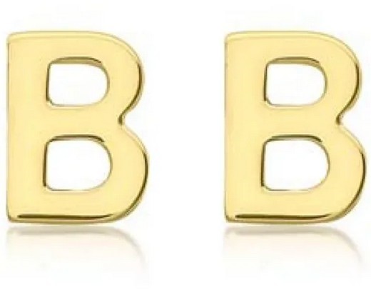 9K Yellow Gold MINI INITIAL 'B' STUD EARRINGS