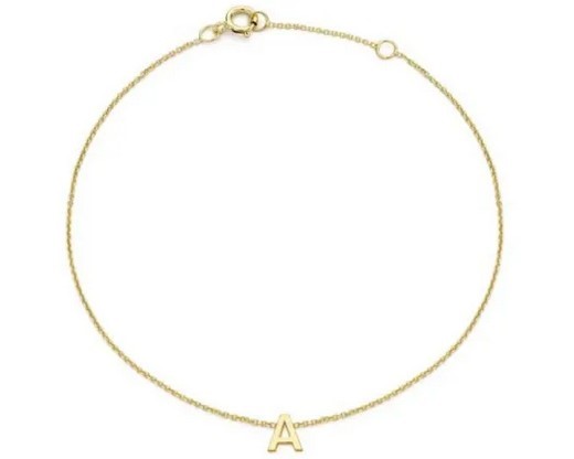 9K Yellow Gold MINI INITIAL 'A' Bracelet 15.5-19cm