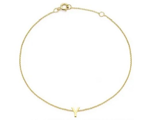9K Yellow Gold MINI INITIAL 'Y' Bracelet 15.5-19cm