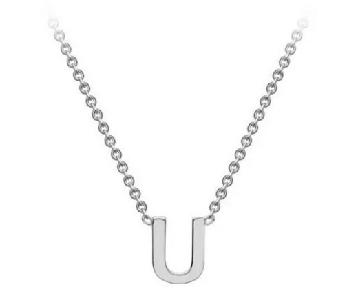 #1 9K WHITE GOLD INITIAL 'U' NECKLACE 38+5cm