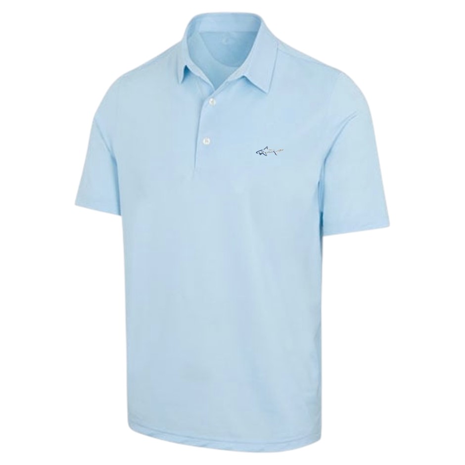GREG NORMAN Men's Polo, Size XL, 100% Polyester, Blue Haze. NB: pull on fro