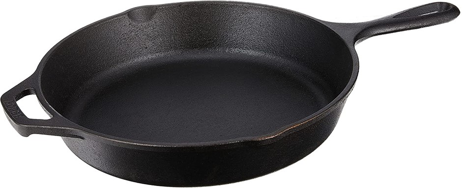 LODGE 26cm Cast Iron Skillet with Deer Scene, Black. NB: Slightly Dirty.