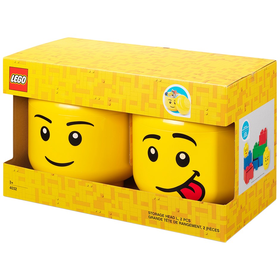 2 x LEGO Storage Heads 2pk. NB: Not in original packaging, some are missing