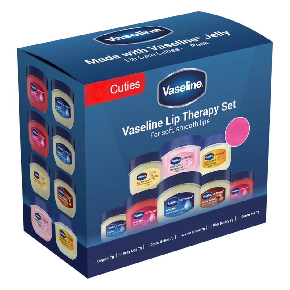 14 x VASELINE Lip Therapy Cuties, Assorted Flavours. NB: Damaged Outer Pack