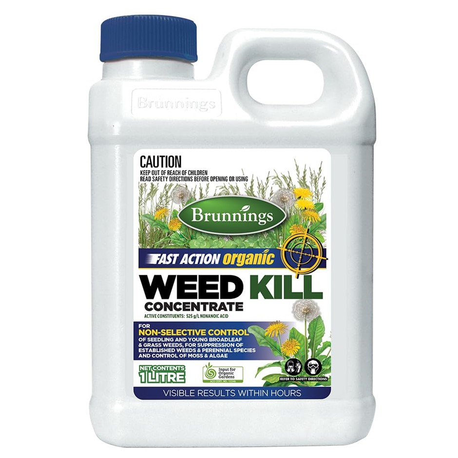 BRUNNINGS Fast Action Organic Weed Kill Concentrate 1 Litre