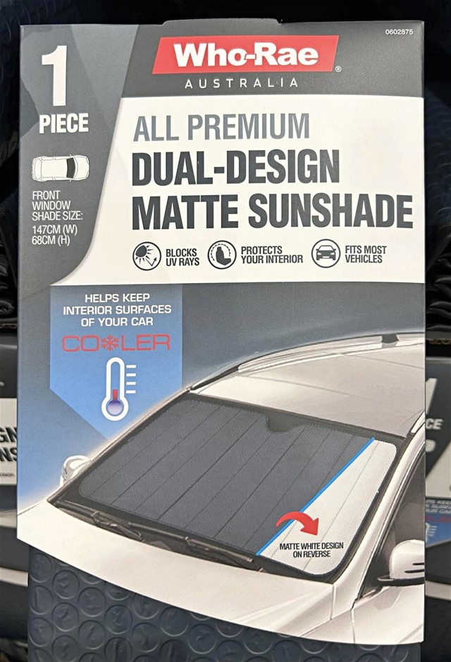 2 x WHO-RAE All PRemium Dual Design Matte Sunshade, Front Window Shade Size