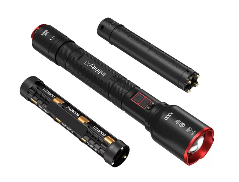 INFINITY X1 7000 Lumen Dual Power Rechargeable Flashlight. NB: Used, not in