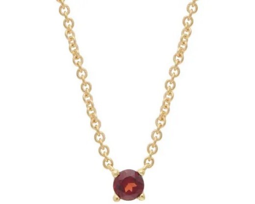 9K YELLOW GOLD GARNET CLAW NECKLACE 40-45cm
