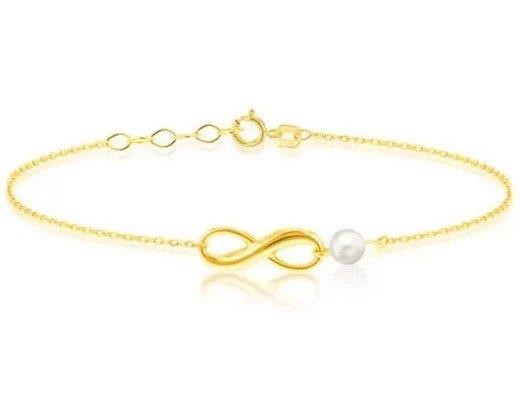 9K Yellow Gold F/W PEARL INFINITY Bracelet 16.5-18cm