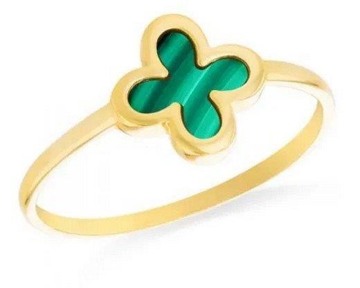 9K Yellow Gold MALACHITE PETAL RING