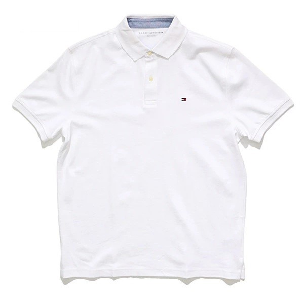 TOMMY HILFIGER Men's Richard Polo, Size M, 100% Cotton, White (YCF), 43844.
