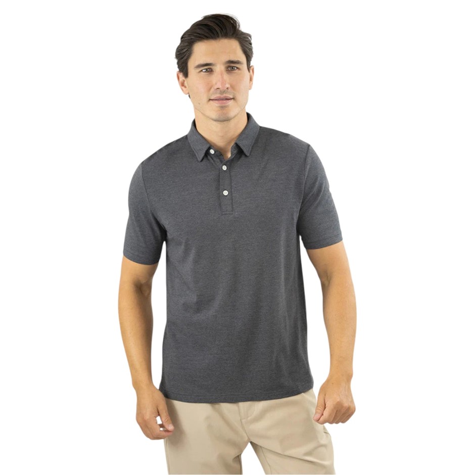 JACHS Men's Pima Blend Polo, Size S, 58%PimaCotton/38%Modal, Charcoal.