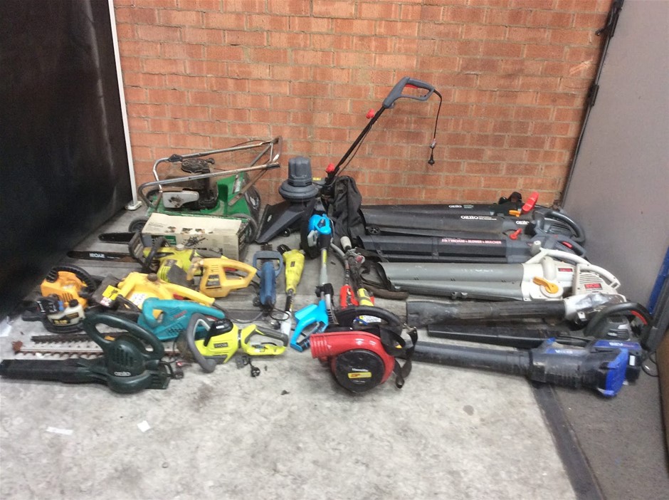 Mixed Brand Garden Power Tools Including Leaf Blowers + Hedge Trimmers + Ch