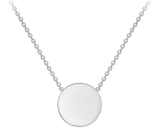 9K WHITE GOLD SOLID 10mm DISC NECKLACE 41+2cm