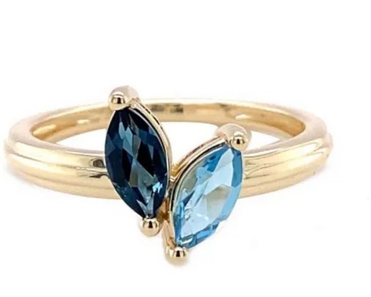 9K Yellow Gold BRACELET TOPAZ MARQ HEART RING