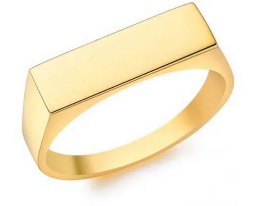 9K Yellow GOLD HLW RECTANGLAR SIGNET RING