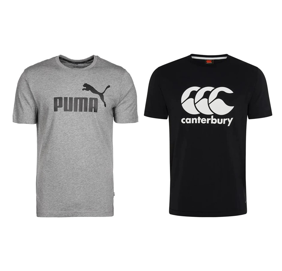 2 x Men's Tees, Size M, PUMA & CANTERBURY, Medium Grey Heather & Black/Whit