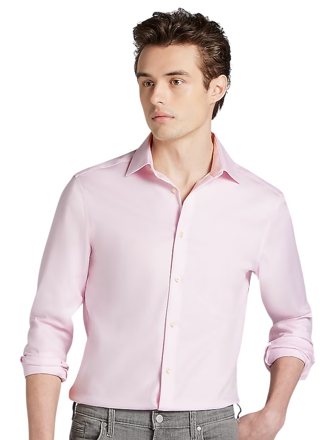 CALVIN KLEIN Men's Slim L/S Poplin Shirt, Size 38/86, Pink (BPNK), COSS001S