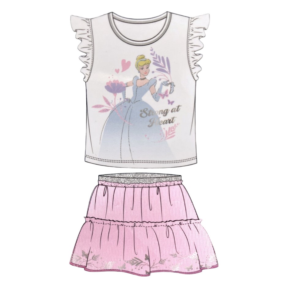 DISNEY Character Tee & Tutu Set, Size 5, Cinderella/White. Buyers Note - D