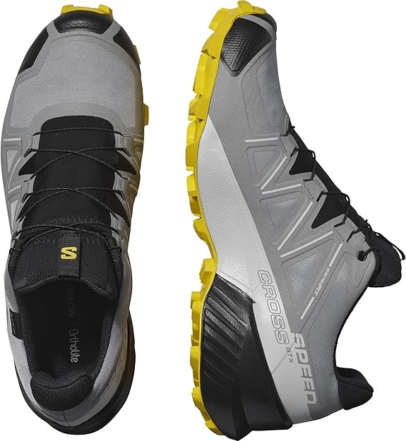 SALOMON Speedcross GTX Shoes, Size US10 / EU44, Sharkskin/Black/Lemon. NB: