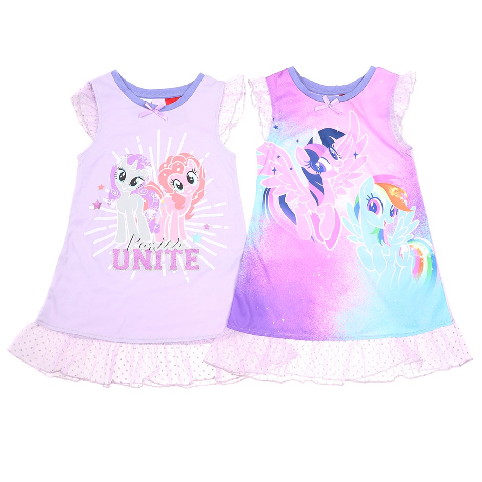 MY LITTLE PONY 2pk Nighties, Size 3, Polyester, Purple. Buyers Note - Disc
