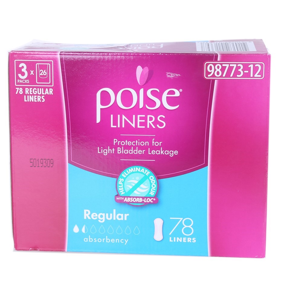 2 x POISE 78pk Liners, Regular Absorbency. N.B. Damaged packaging. Buyers