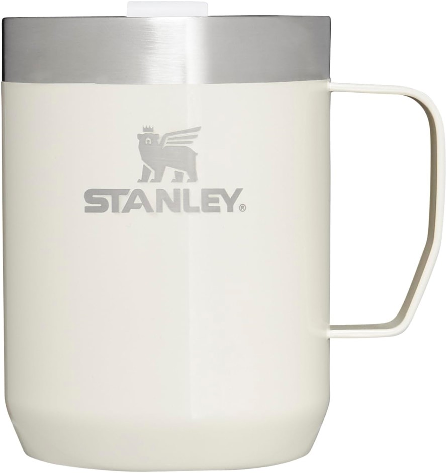 STANLEY Stay-Hot Camp Mug 12 oz Press Fit Drink, Cream Gloss