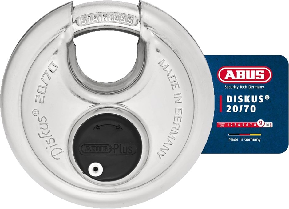 ABUS 20/70 Diskus Stainless Steel Padlock with 3/8" Shackle, Keyed Differen