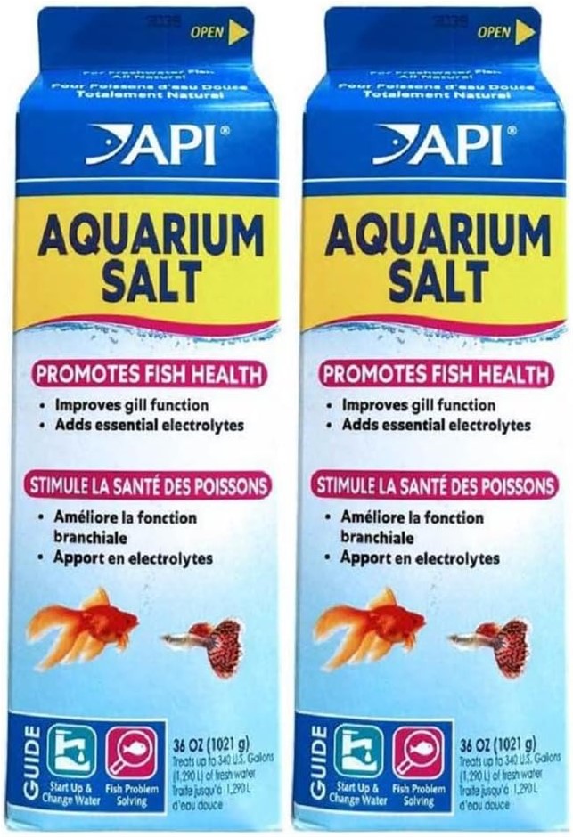 2 x API Aquarium Salt for Freshwater, 936g. NB: damaged packaging