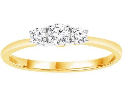 9K YELLOW GOLD 0.33ct F VS TRIO LAB DIAMOND RING
