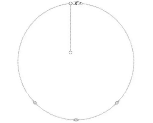 9K WHITE GOLD 0.25ct F VS LAB DIAMOND STATION NECKLACE 40-45cm
