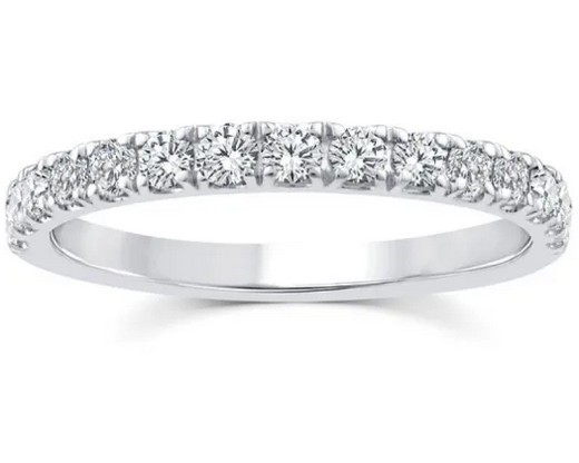 9K WHITE GOLD 0.50ct F VS LAB DIAMOND CLAW SET BAND