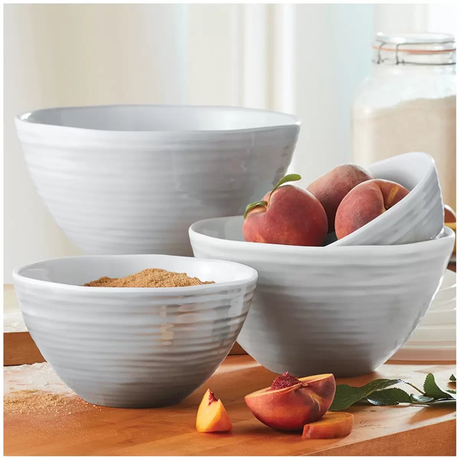 PANDEX Ombre 4 Piece Mixing Bowls with 3 Lids Only, Grey