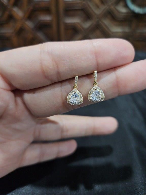 18K/ITALY Solid Yellow Gold Filled Earring -Quality Guarantee-