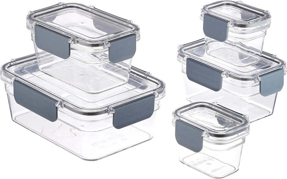AMAZON BASICS Tritan 10 Piece (5 Containers & 5 Lids) Locking Food Storage