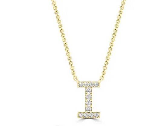 9K YELLOW GOLD 'I' 0.06 HI I1 DIAMOND NECKLACE 40+5cm
