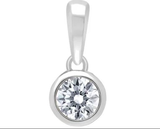 9K WHITE GOLD 0.15ct HI I1 DIAMOND BEZEL PENDANT