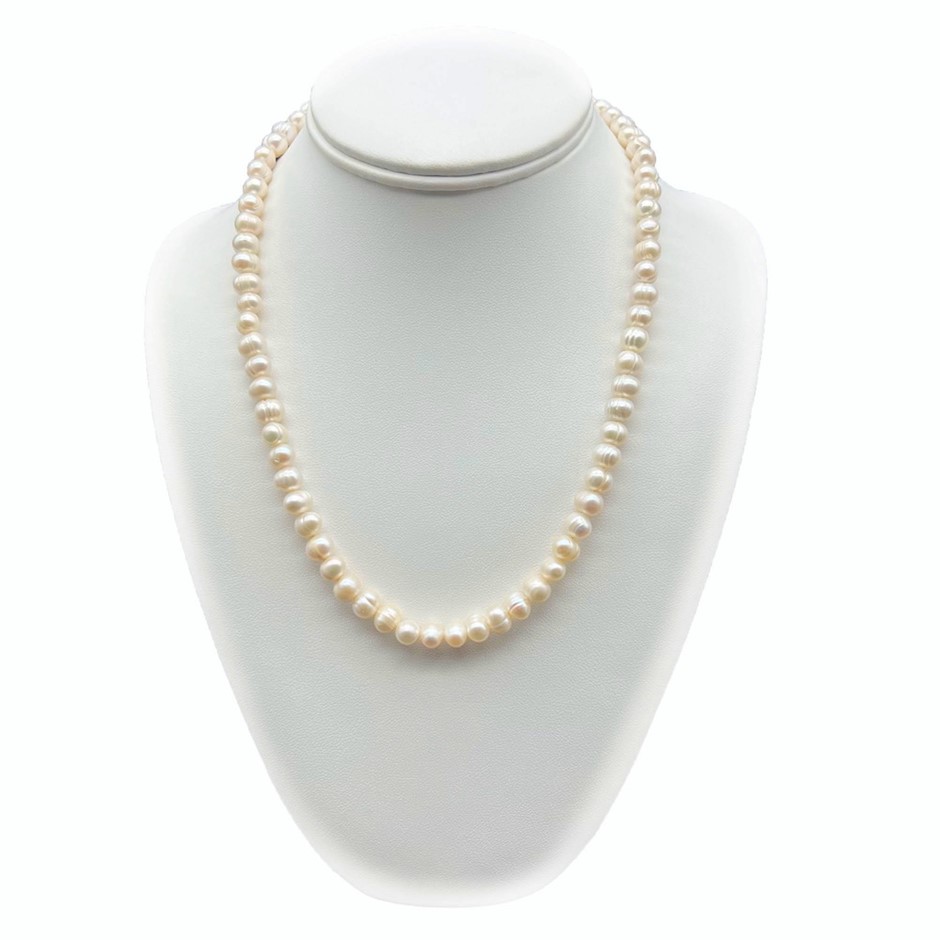 7-8mm Potato Shape Pearl with Real 18k Gold Plated Necklace