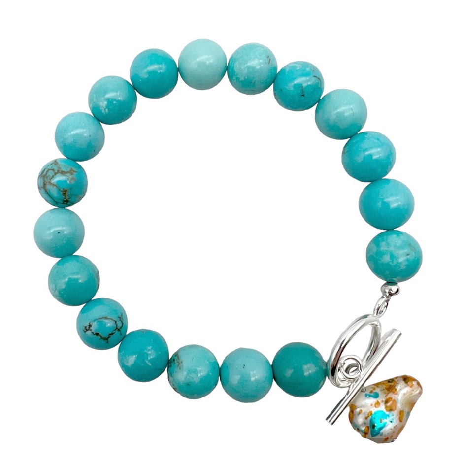 10mm Turquoise with 'O' Toggle Gemstone Bracelet