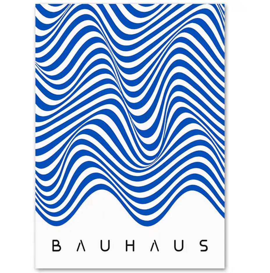 Bauhaus Inspired "BLUE WAVES" Design Canvas Print