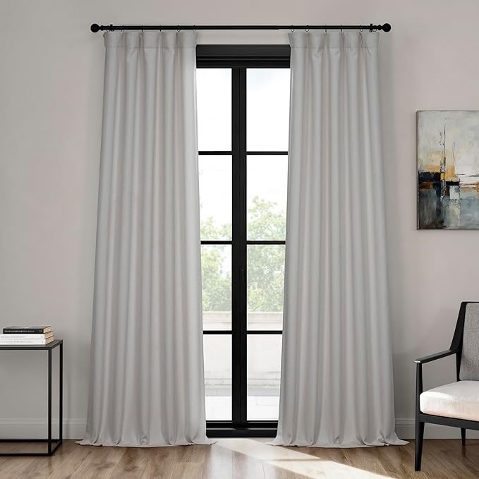 HPD Half Price Drapes Faux Linen Room Darkening Curtains - 120 Inches Long